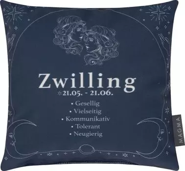Мини-подушка знак зодиака астрология 25x25см с мотивом подарочной сувенирной подушки с принтом с обеих сторон Magma - Heimtex, синий