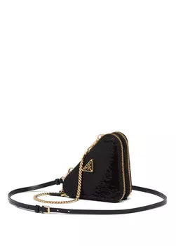 Мини-портфель для рук с блестками Prada