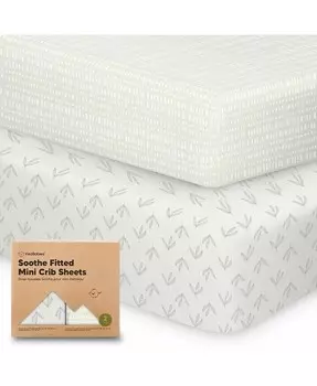 Мини-простыни для кроватки для девочек и мальчиков, набор из 2 комплектов успокаивающих простыней и простыней для игр, наматрасник Organic Pack N Play Keababies, мультиколор