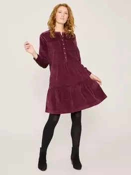 Мини-ярусное вельветовое платье Edith White Stuff, темная слива