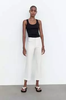 Мини-расклешенные брюки ZARA, экрю