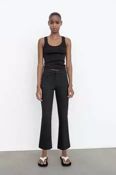 Мини-расклешенные брюки ZARA, черный