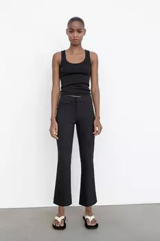Мини-расклешенные брюки ZARA, черный