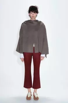 Мини-расклешенные леггинсы из искусственной замши ZARA, бордовый