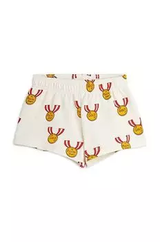 Mini Rodini Детские хлопковые шорты Медали, белый