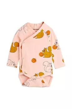 Mini Rodini Детское боди Squirrels, розовый