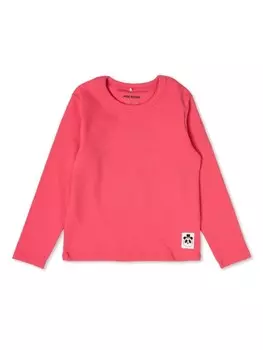 Mini Rodini джемпер в рубчик с нашивкой-логотипом, розовый