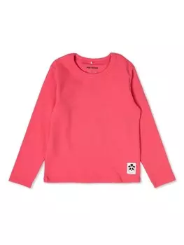 Mini Rodini джемпер в рубчик с нашивкой-логотипом, розовый