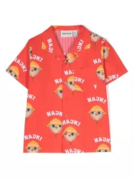 Mini Rodini фактурная рубашка Hike из сирсакера, красный