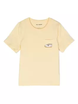 Mini Rodini футболка из органического хлопка с вышивкой, желтый