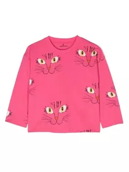 Mini Rodini футболка из органического хлопка с графичным принтом, розовый