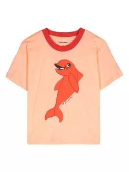 Mini Rodini футболка из органического хлопка с логотипом, оранжевый
