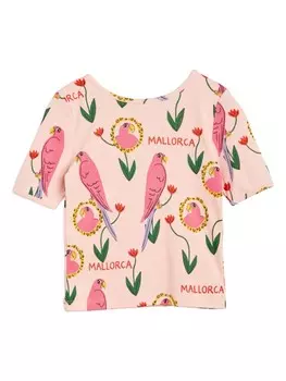 Mini Rodini футболка с абстрактным узором, розовый