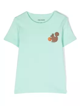 Mini Rodini футболка Squirrels из органического хлопка, зеленый