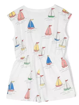 Mini Rodini комбинезон из органического хлопка с принтом, белый