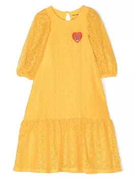 Mini Rodini кружевное платье с объемными рукавами, желтый