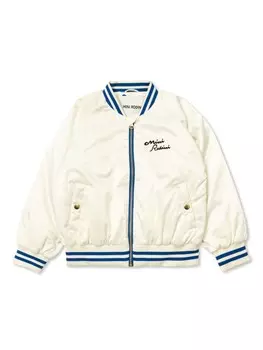 Mini Rodini куртка-бомбер с принтом логотипа и дельфина, белый