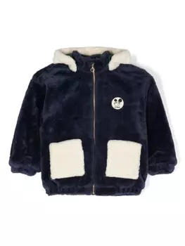Mini Rodini куртка из искусственного меха с надписью, синий