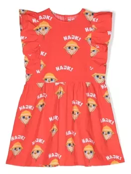 Mini Rodini платье мини с принтом Hajk!, красный
