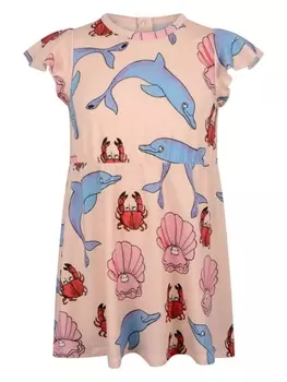 Mini Rodini платье с графичным принтом, розовый