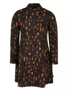 Mini Rodini платье с леопардовым принтом и застежкой-молнией на половину длины, коричневый