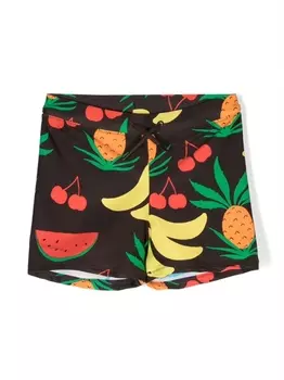 Mini Rodini плавки-шорты с кулиской и принтом, коричневый