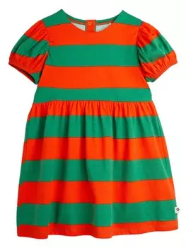 Mini Rodini полосатое платье с объемными рукавами, красный