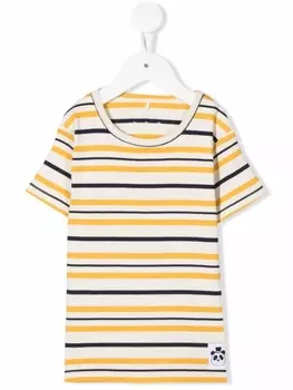 Mini Rodini полосатый топ с короткими рукавами, желтый