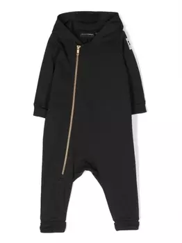 Mini Rodini ромпер с капюшоном и логотипом, черный