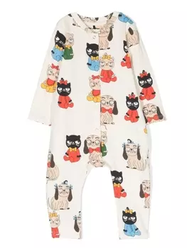 Mini Rodini ромпер с принтом, нейтральный цвет