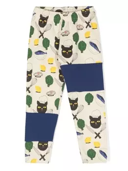 Mini Rodini спортивные брюки Chef Cat с графичным принтом, нейтральный цвет