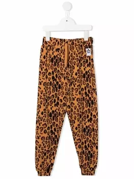 Mini Rodini спортивные брюки с леопардовым принтом, коричневый