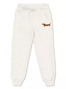 Mini Rodini спортивные штаны с вышивкой в виде собаки, серый