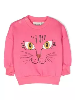 Mini Rodini толстовка Cat Tells из органического хлопка, розовый
