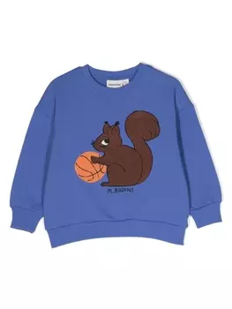 Mini Rodini толстовка Squirrels из органического хлопка, синий