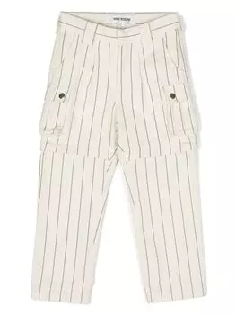 Mini Rodini твиловые брюки в полоску, нейтральный цвет