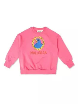 Mini Rodini вышитый джемпер с изображением попугая Майорка, розовый