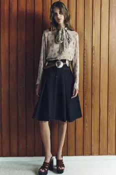 Мини-рубашка с цветочным принтом и завязками ZARA, разноцветный
