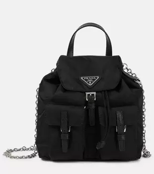 Мини-рюкзак из нейлона Prada, черный