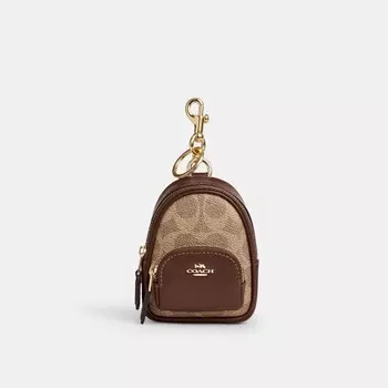 Мини-рюкзак-сумка Court Charm COACH, золотой/желтовато-коричневый/коричневый