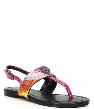 Мини-сандалии Kurt Geiger London для девочек Kensington с Т-образным ремешком в радужную металлизированную полоску (для младенцев), розовый