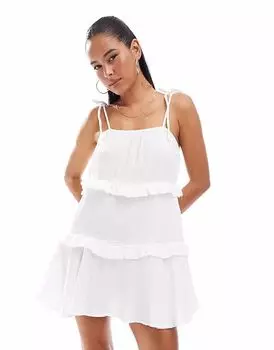 Мини-сарафан New Look многоярусный белого цвета