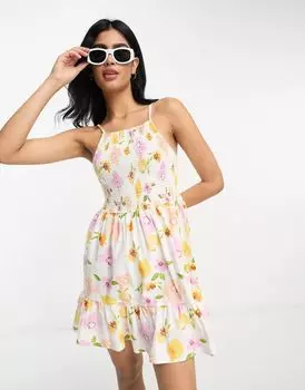 Мини-сарафан с квадратным вырезом и сборками ASOS DESIGN