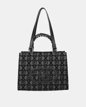 Мини-шоппер Liujo с жаккардовым логотипом черного цвета