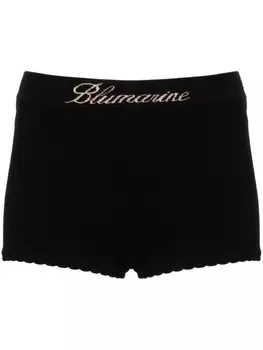 Мини-шорты с логотипом и жаккардом Blumarine, черный