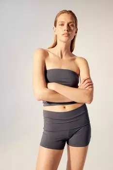 Мини шорты с отложным поясом H&M, серый