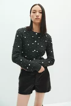 Мини шорты с покрытием H&M, черный