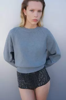 Мини-Шорты с заклепками H&M, черный