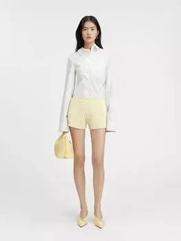 Мини-шорты со складками JACQUEMUS The pleated knit shorts, светло-желтый