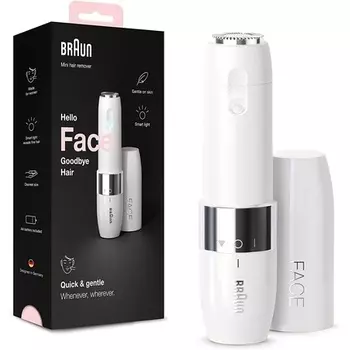 Мини-средство для удаления волос Face Mini для женщин с умным освещением — белое, Braun